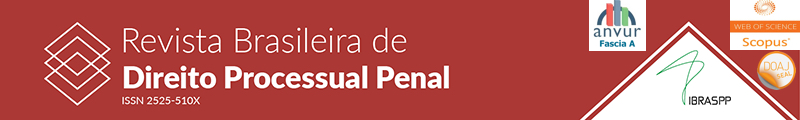 "Revista Brasileira de Direito Processual Penal" em fonte branca e fundo vermelho.